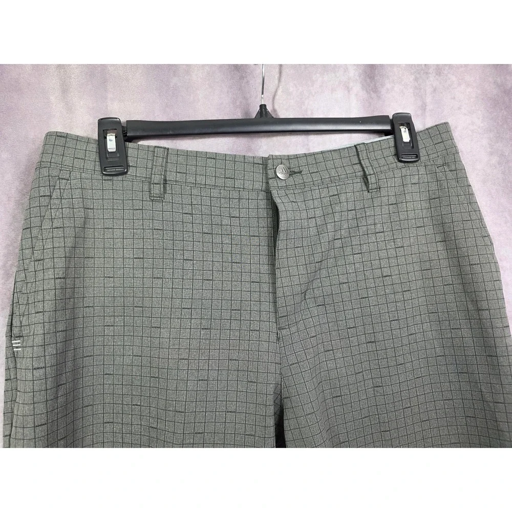 Adidas‎ Golf Mens Grey Grid Pattern Performance Shorts Stretch Waistband